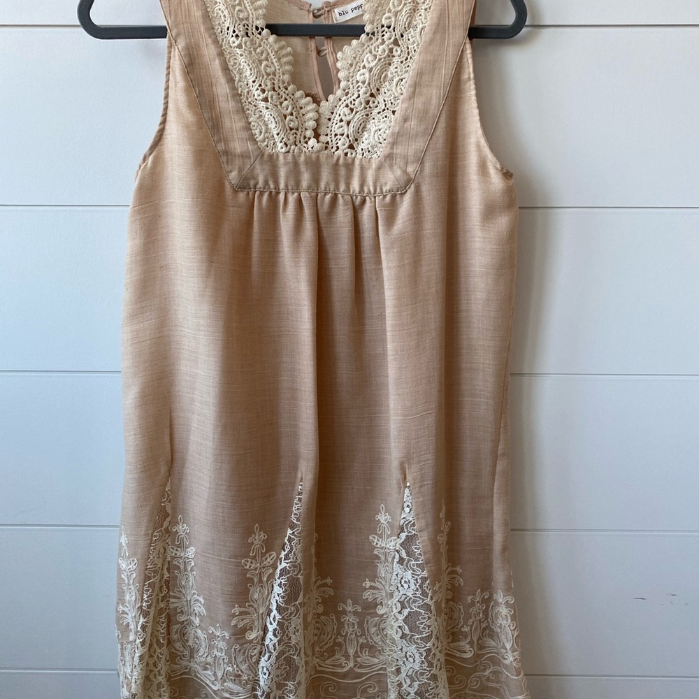 Cream Lace-Trimmed Dress